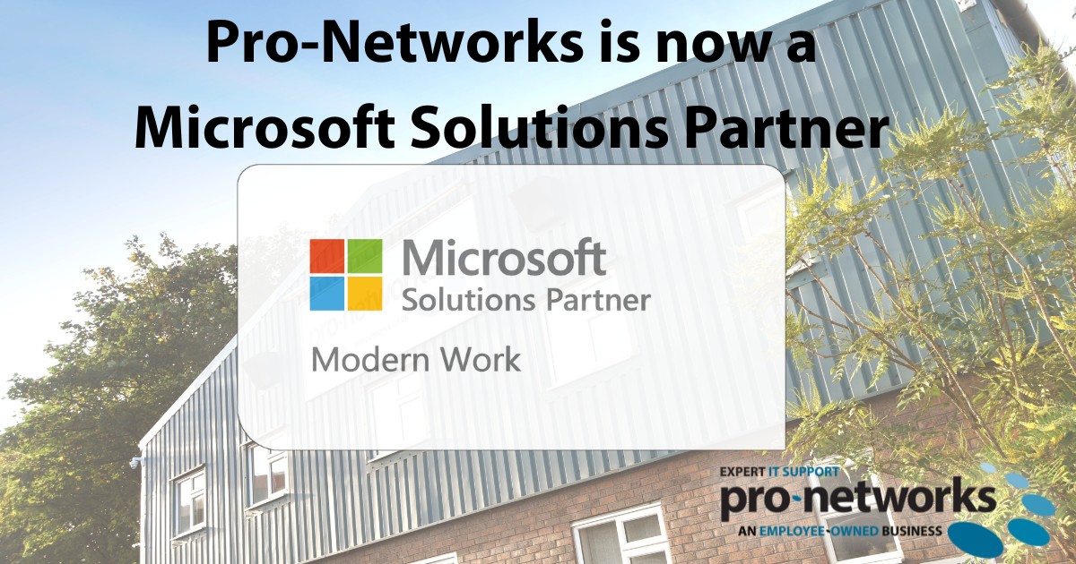 We are delighted to announce that we are now a Microsoft Solutions Partner, with Solution Designations in Modern Work.