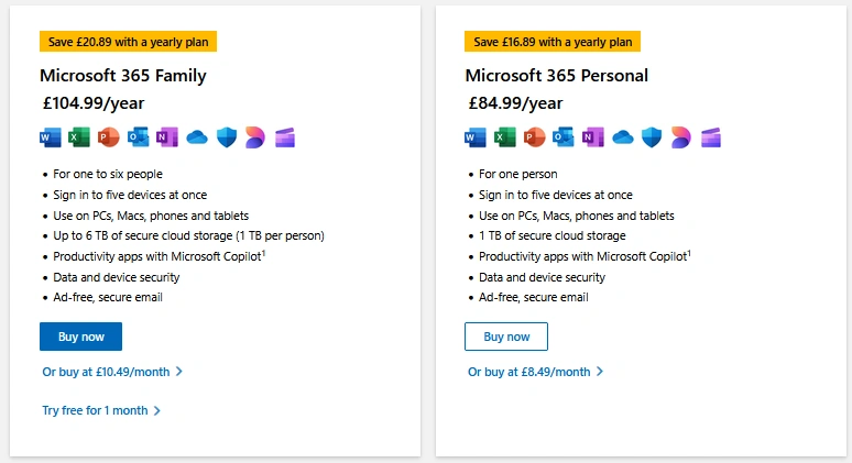 Microsoft 365 Home Plans