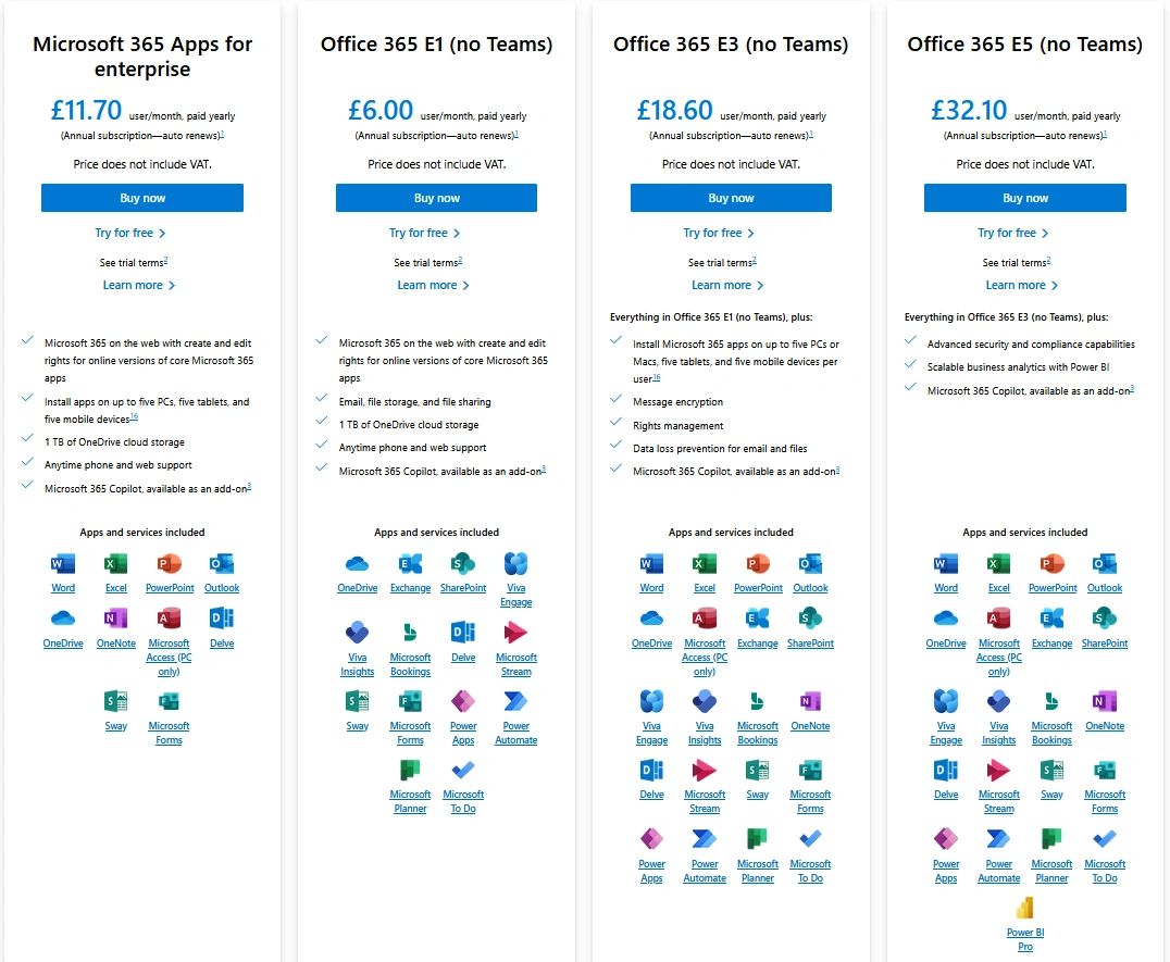 Office 365 Enterprise Plans