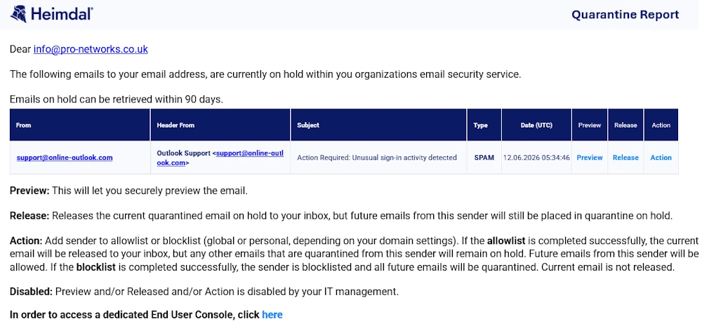 The Quarantined Email