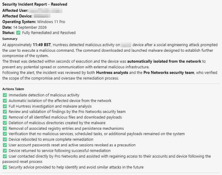 Security Incident Report - Resolved